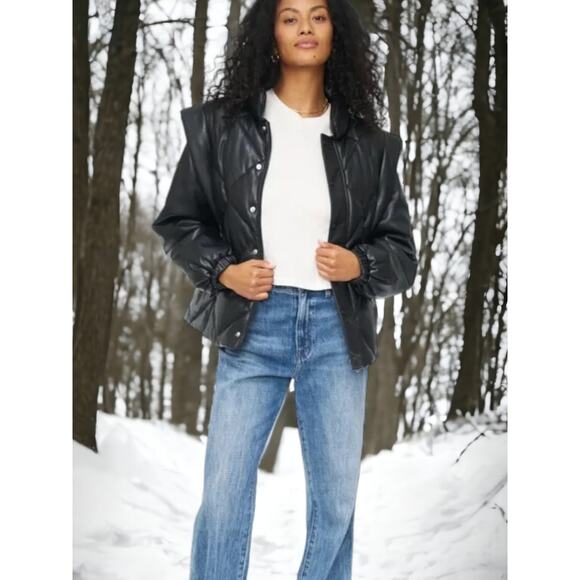 NWT - PISTOLA Women's Black Callista Quilted Faux Leather Jacket Size: L - Picture 5 of 8